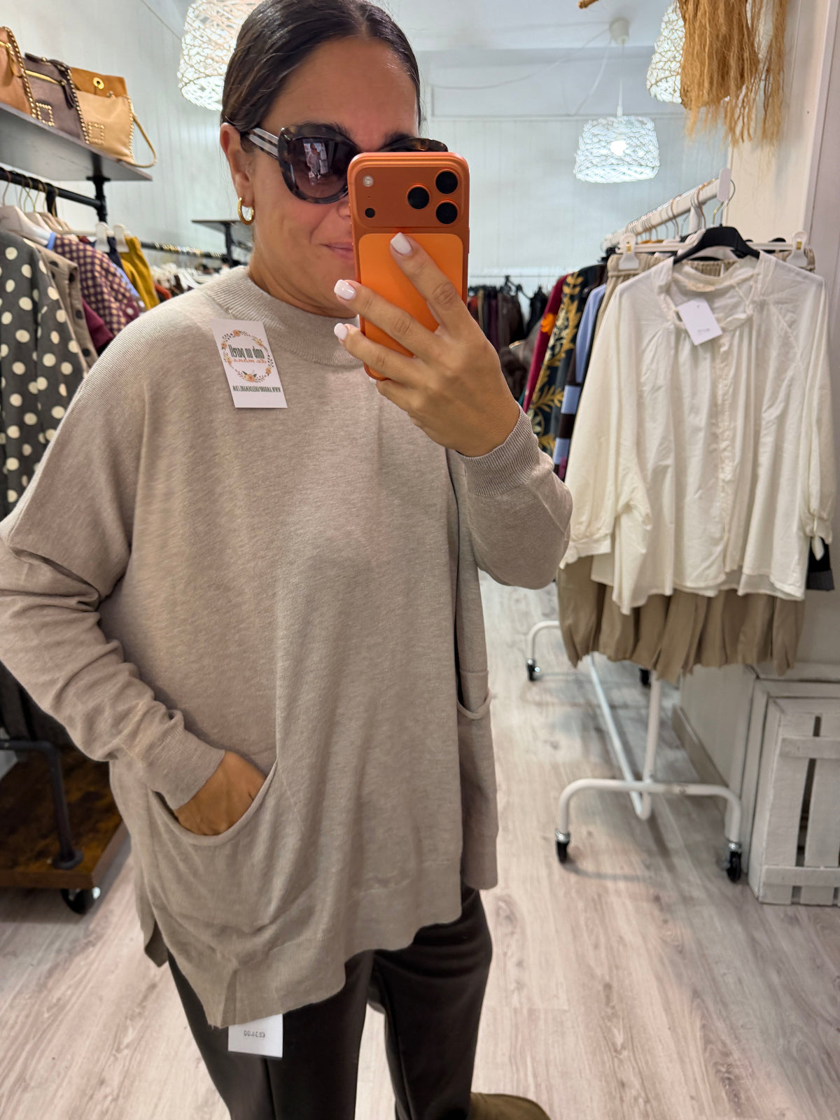 Jersei Pockets oversize beige