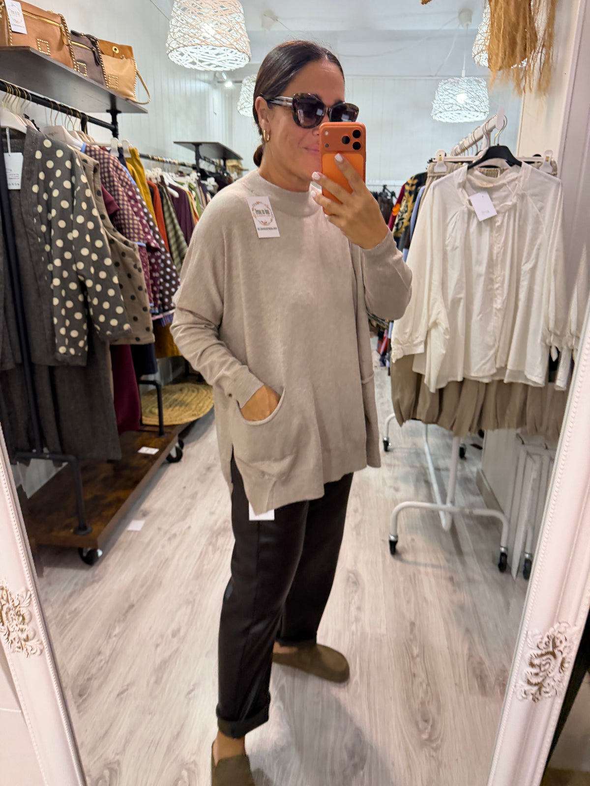 Jersei Pockets oversize beige