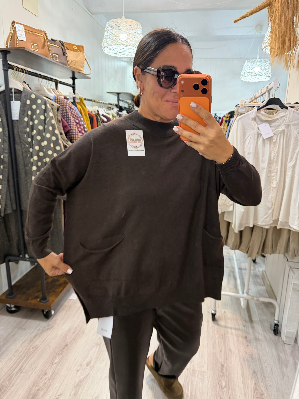Jersei Pockets oversize chocolate