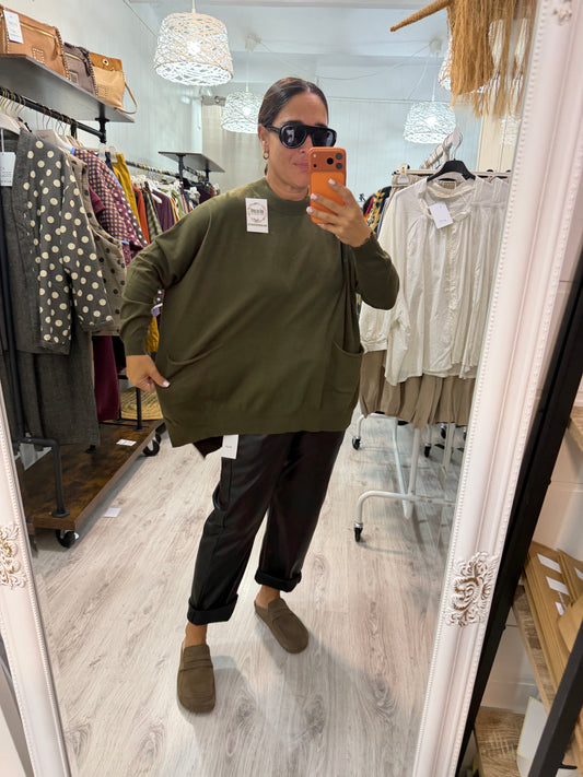 Jersei Pockets oversize kaki