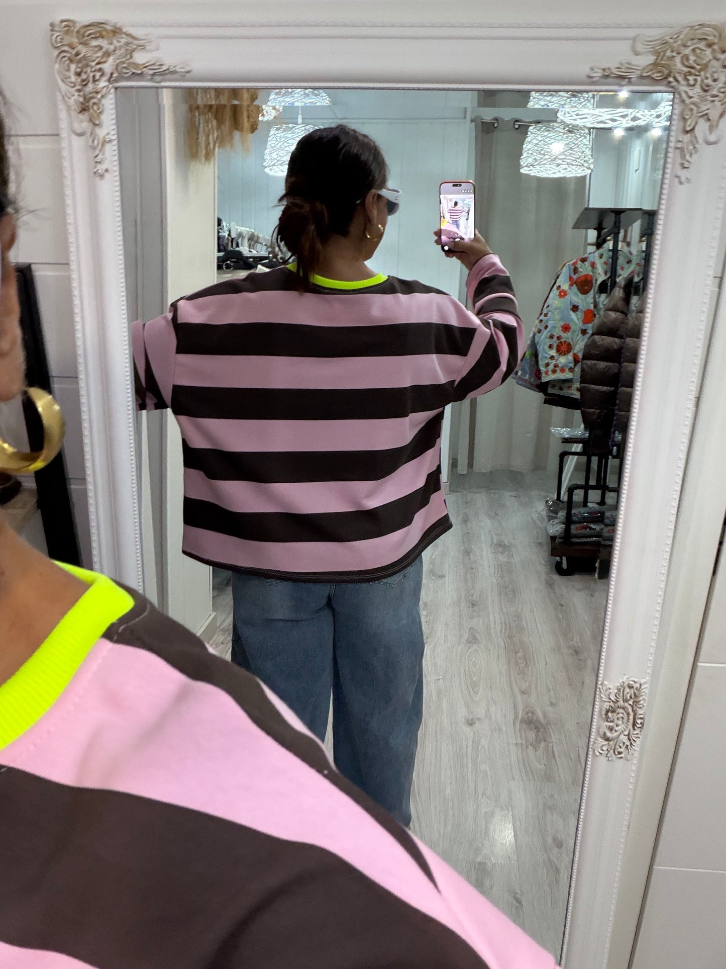 Sudadera Ciao Ciao rosa y chocolate