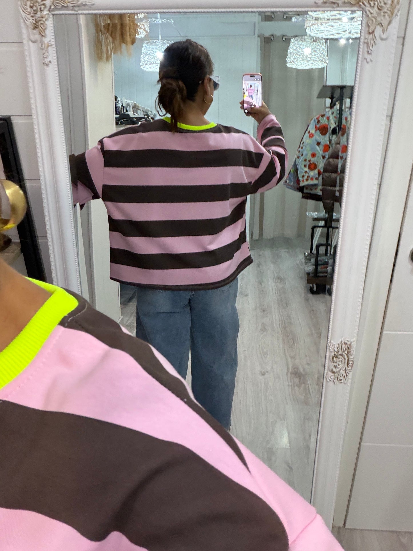 Sudadera Ciao Ciao rosa y chocolate