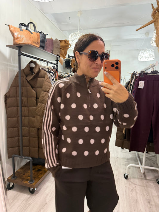 Jersei Topos retro chocolate y rosa