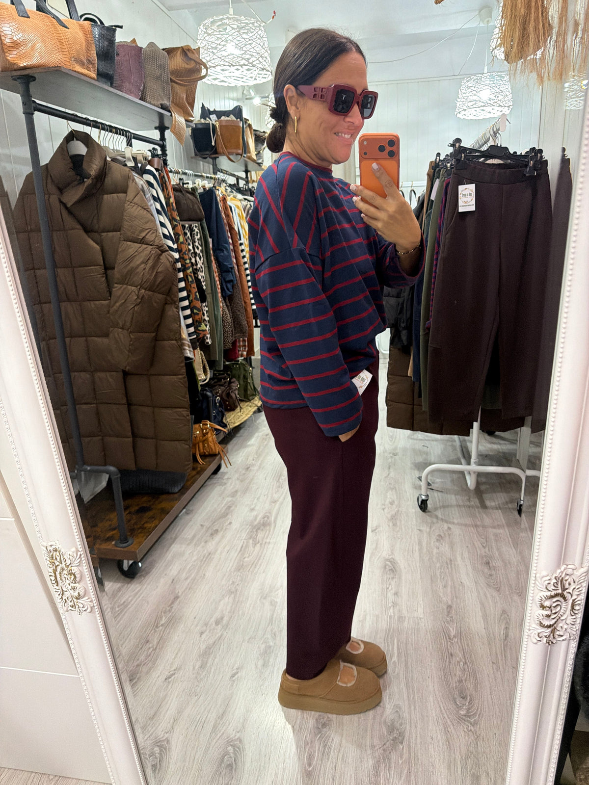 Pantalón Nagore punto milano otoño burdeos