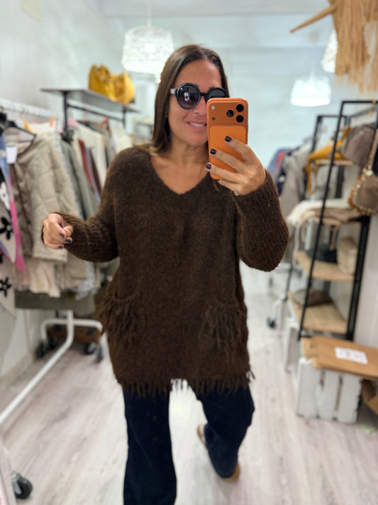 Jersei Pockets oversize chocolate