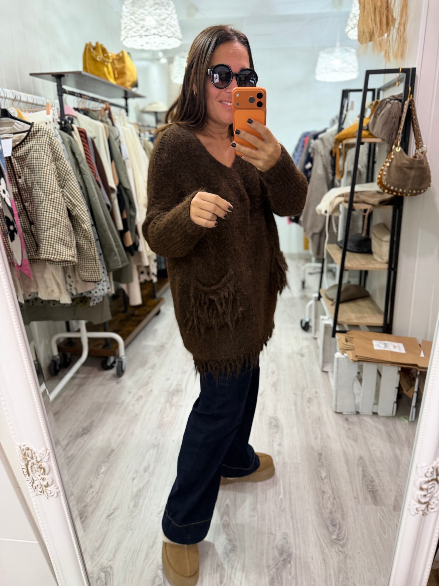 Jersei Pockets oversize chocolate