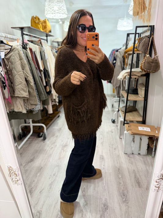 Jersei Pockets oversize chocolate