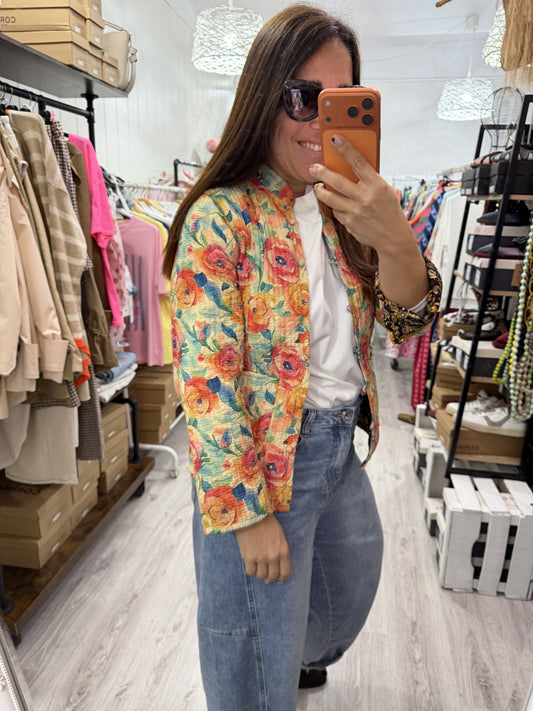 Chaqueta India reversible amapolas