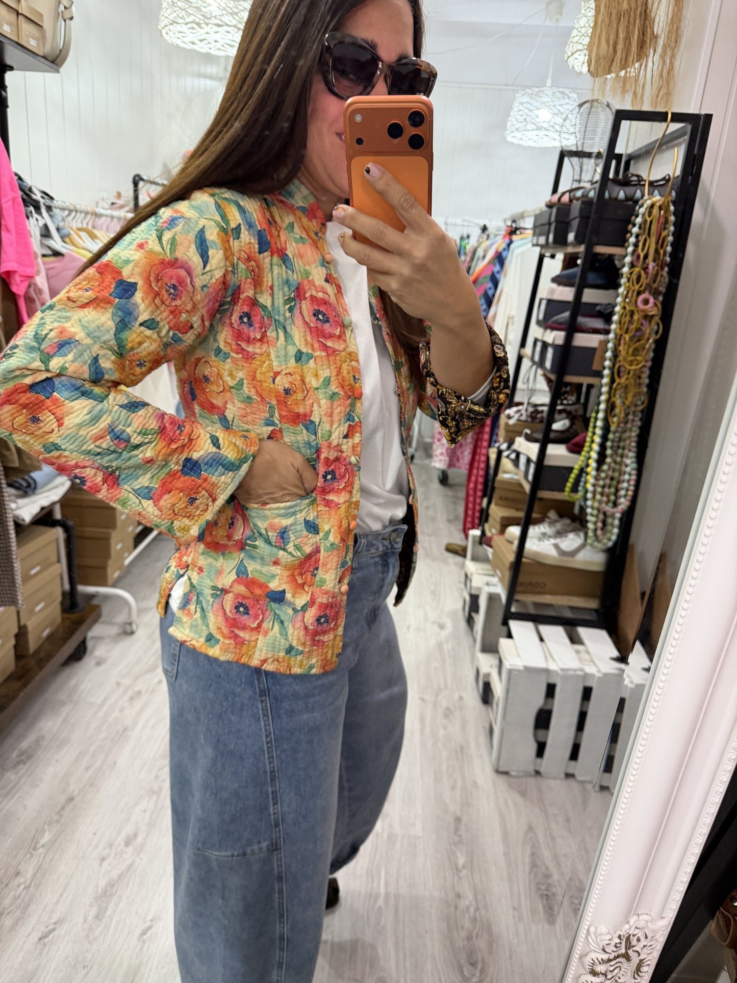 Chaqueta India reversible amapolas
