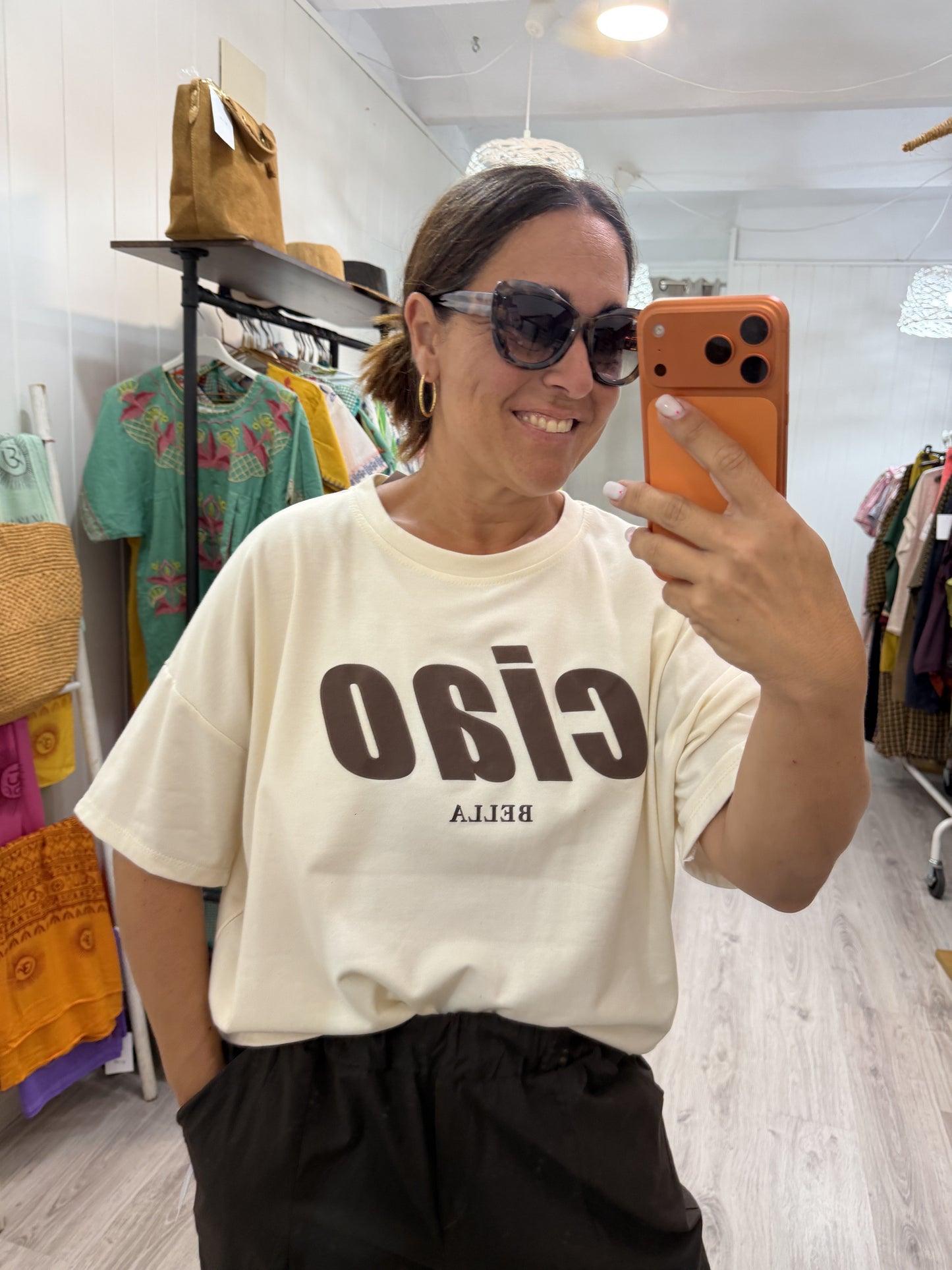 Sudadera Ciao Bella manga corta marfil