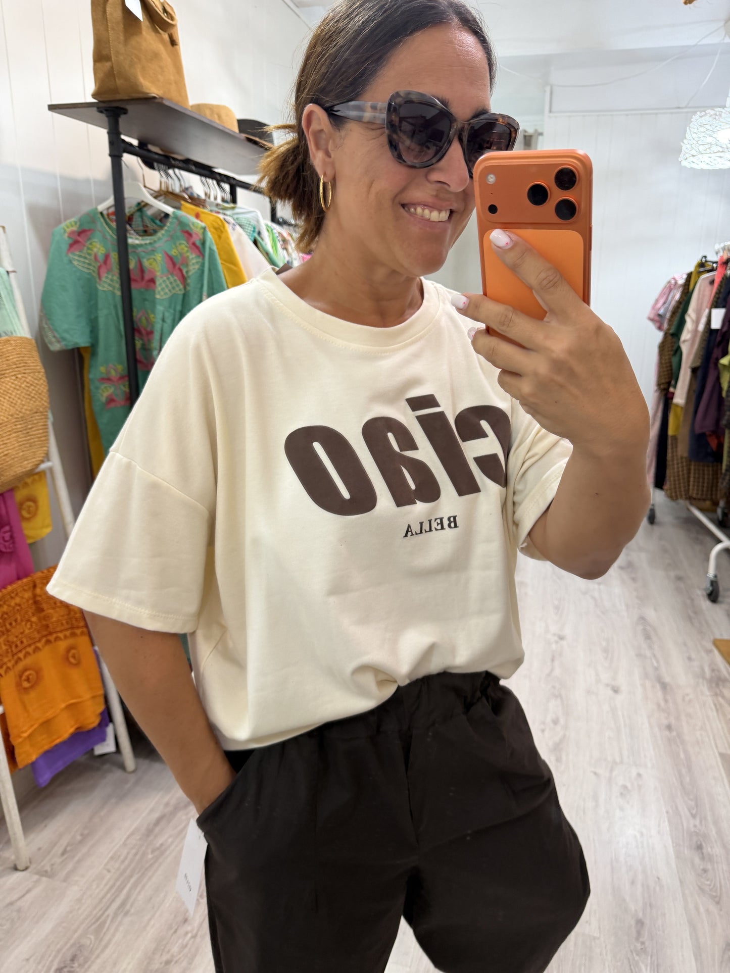 Sudadera Ciao Bella manga corta marfil