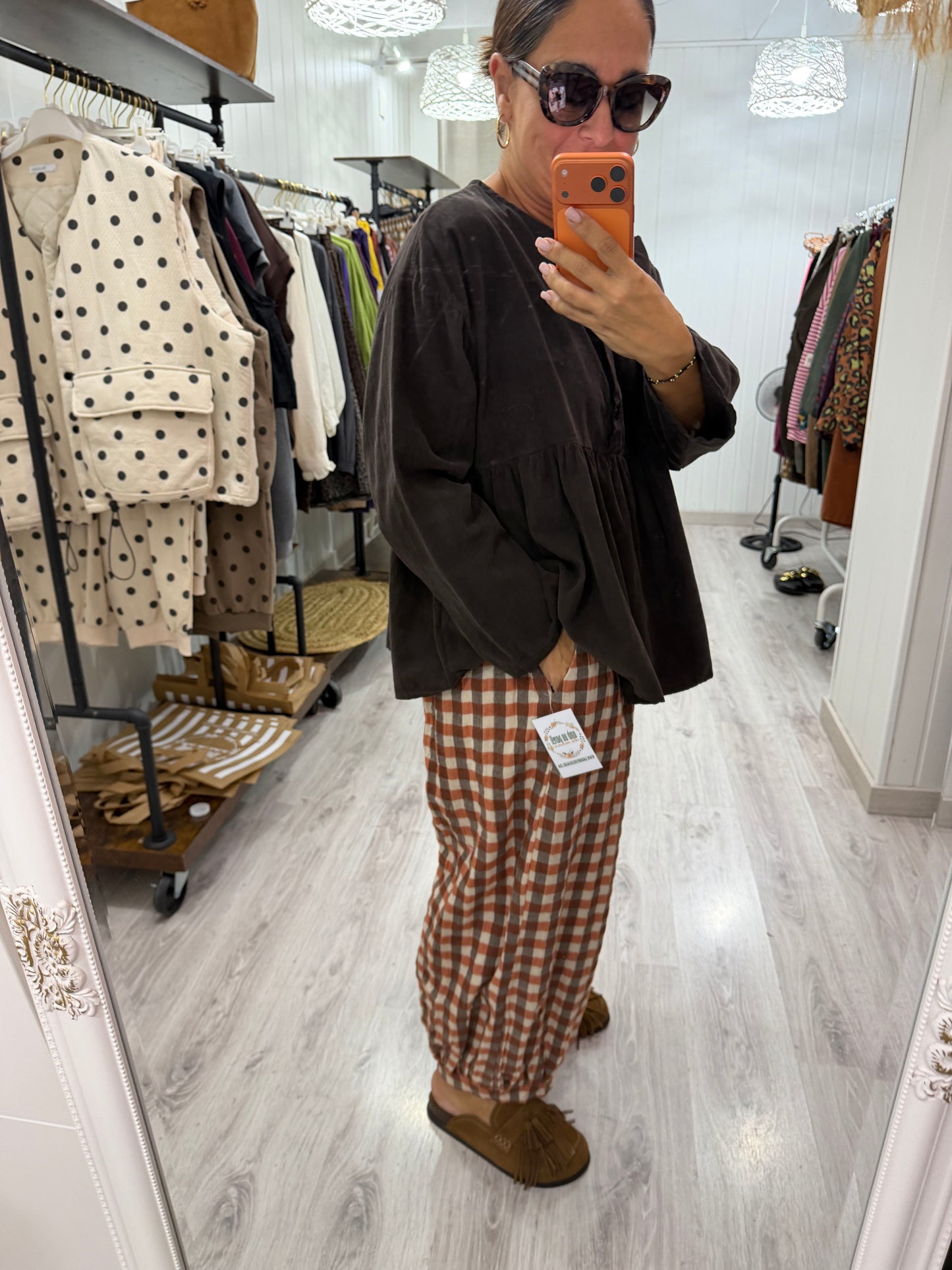 Pantalón Noon Vichy franela caldera