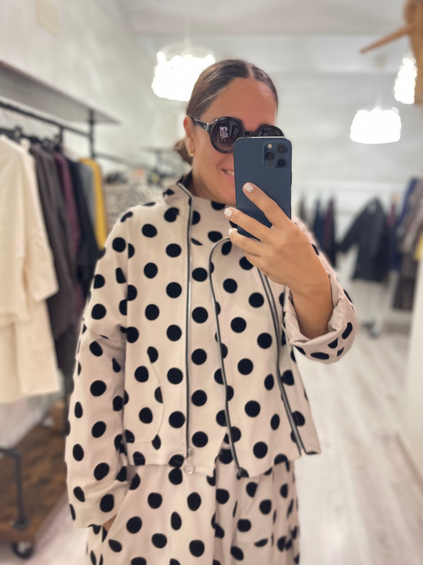 Chaqueta Zapper punto roma topos beige - convertible