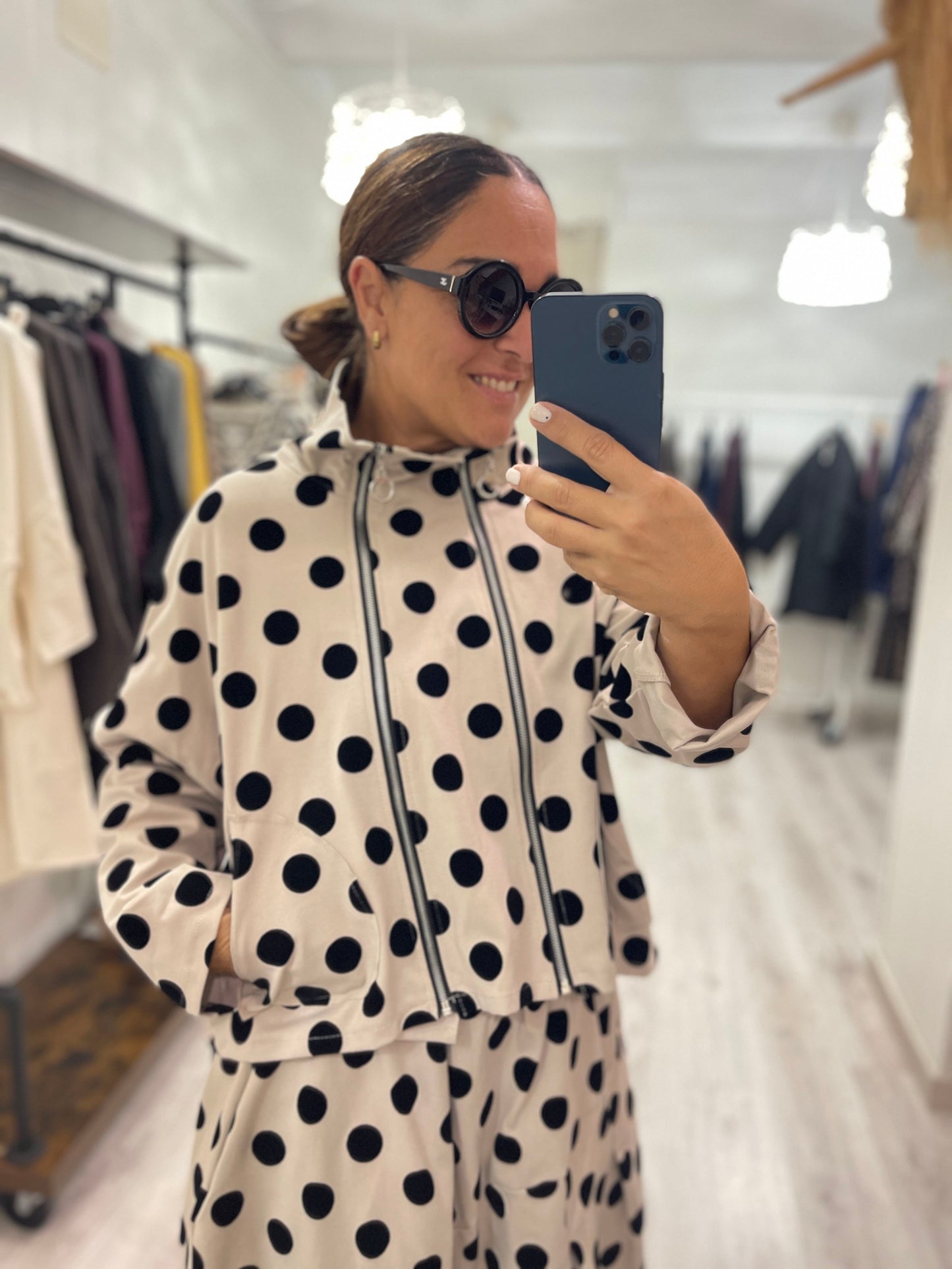 Chaqueta Zapper punto roma topos beige - convertible
