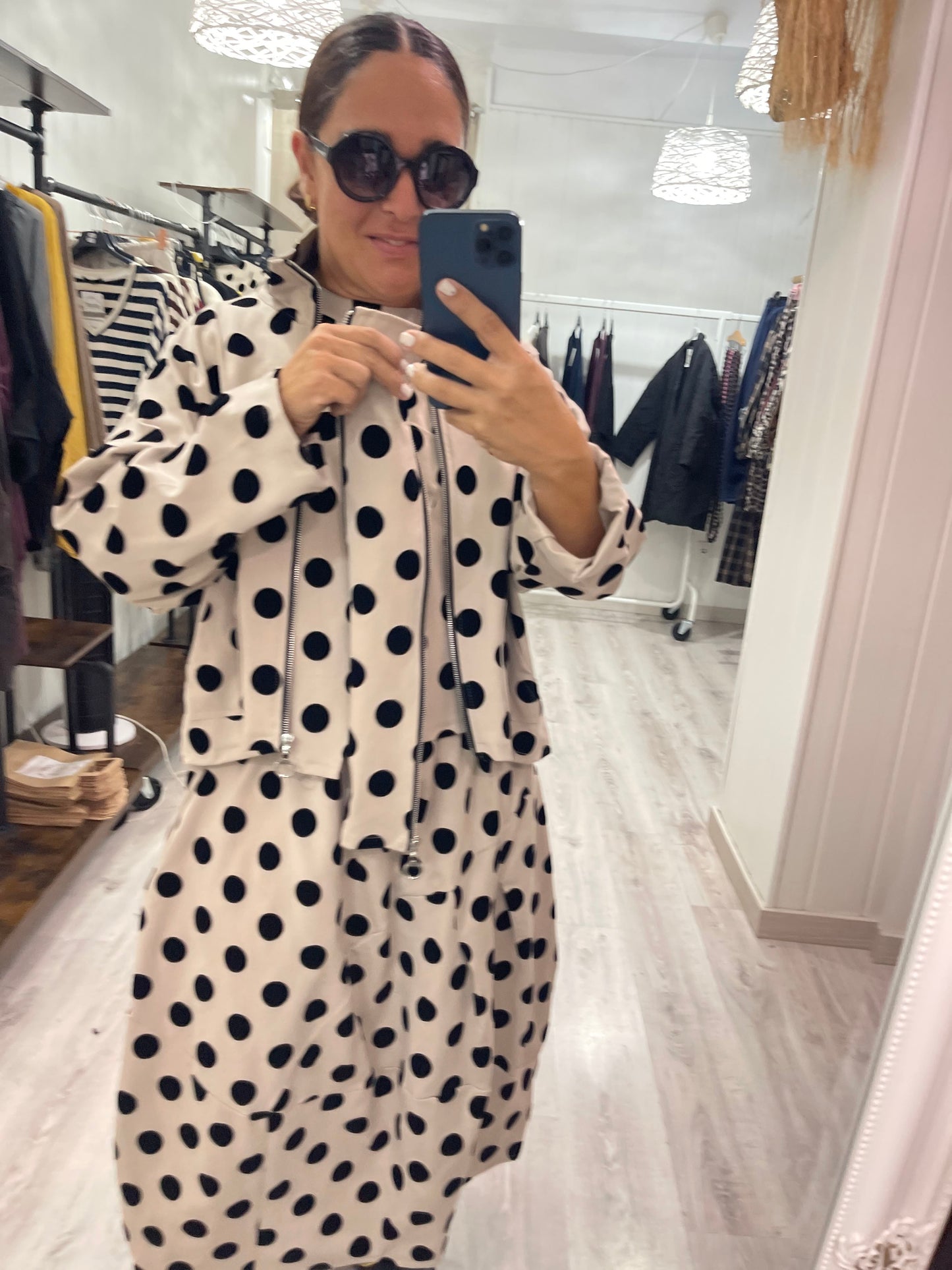 Vestido Topos punto roma beige
