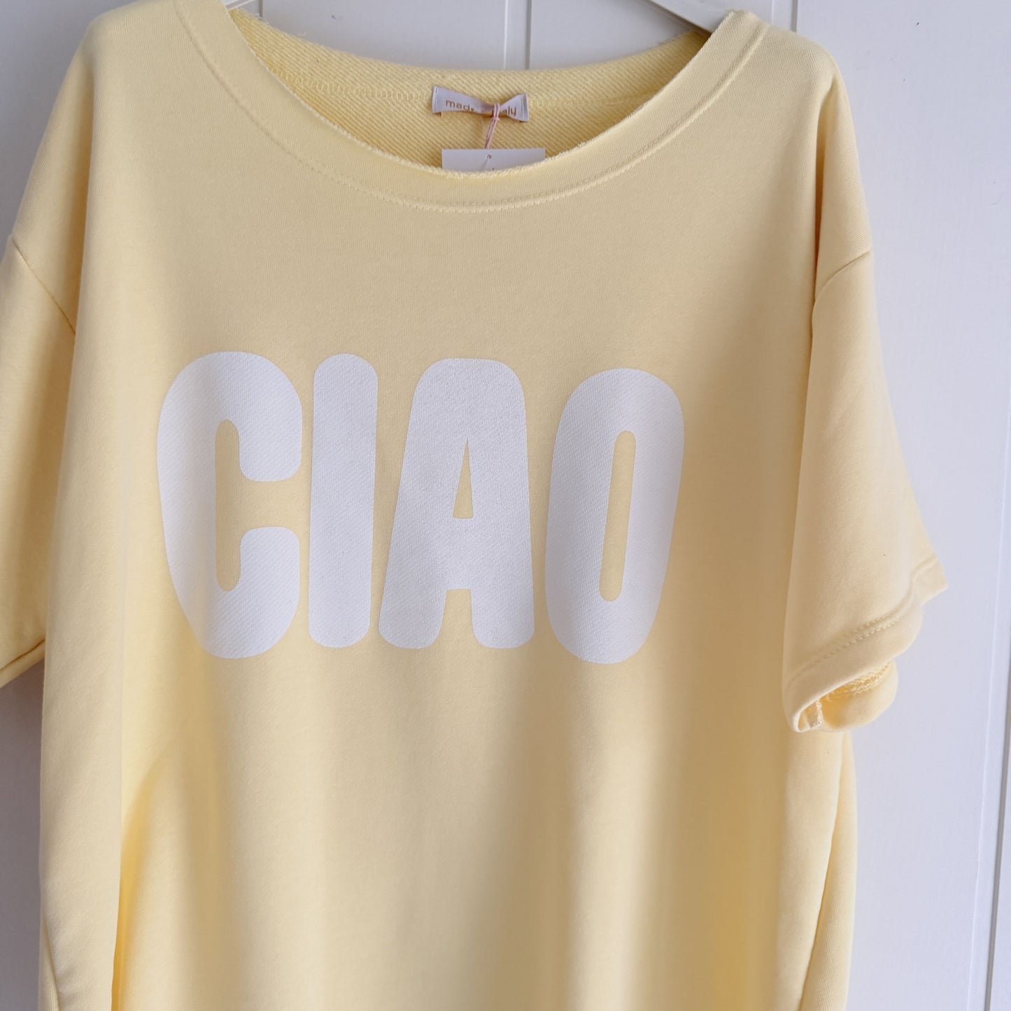Sudadera Ciao manga corta amarillo y blanco