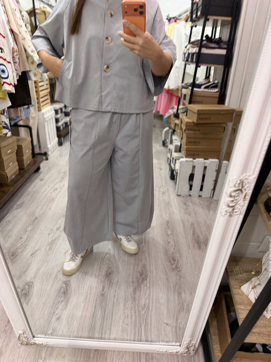 Pantalón Punto Roma balloon gris