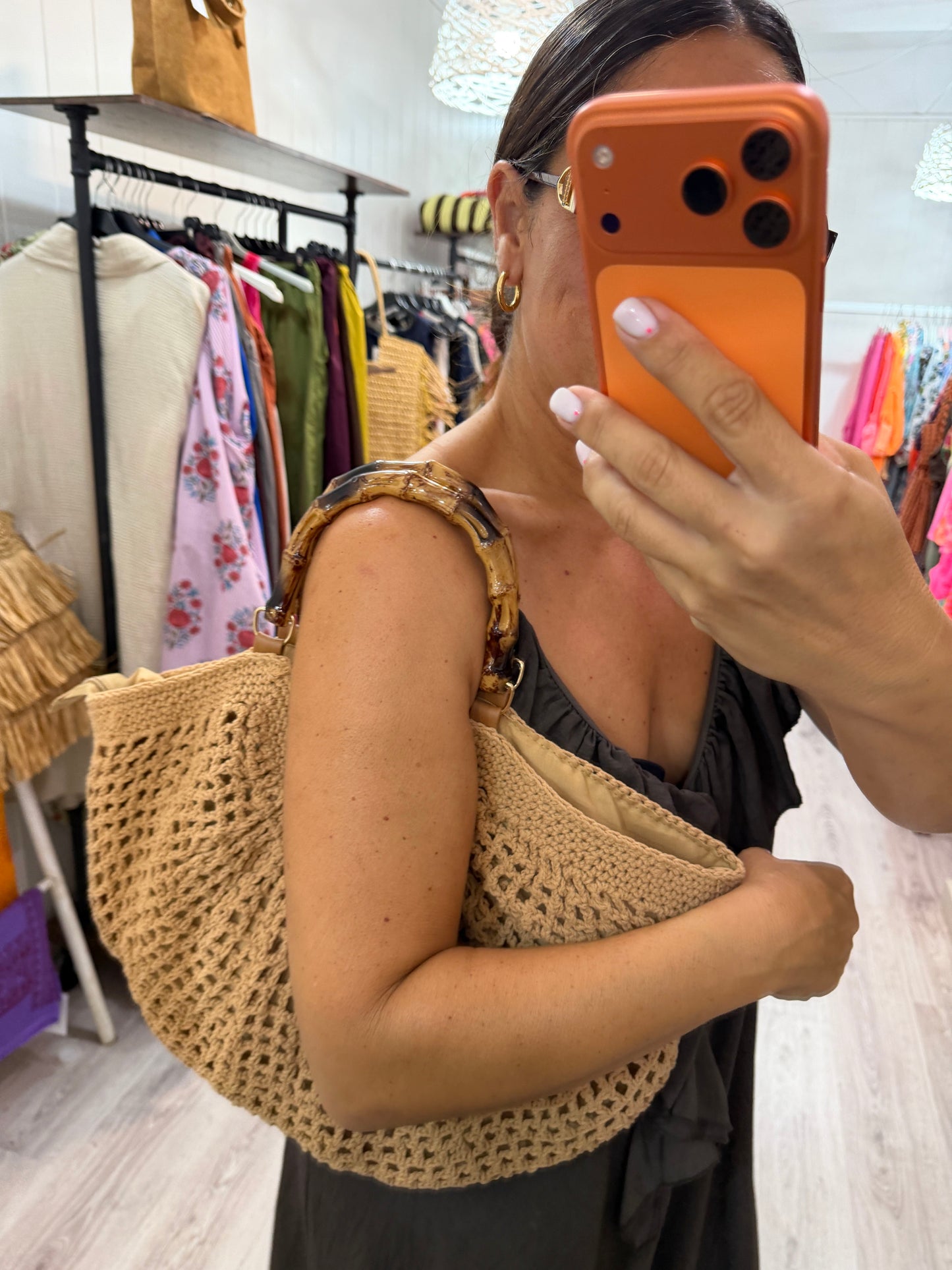 Bolso crochet asa madera