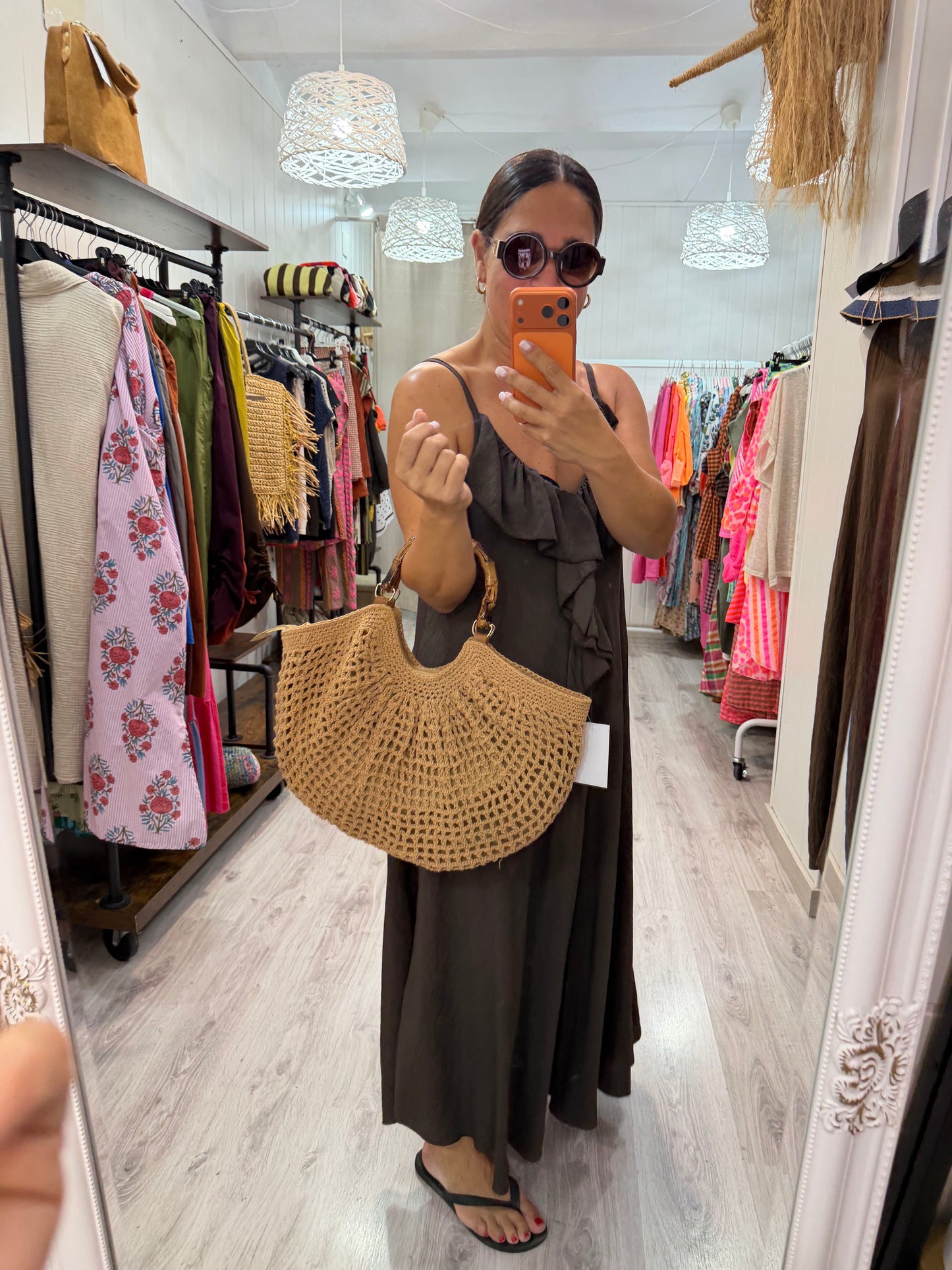 Bolso crochet asa madera