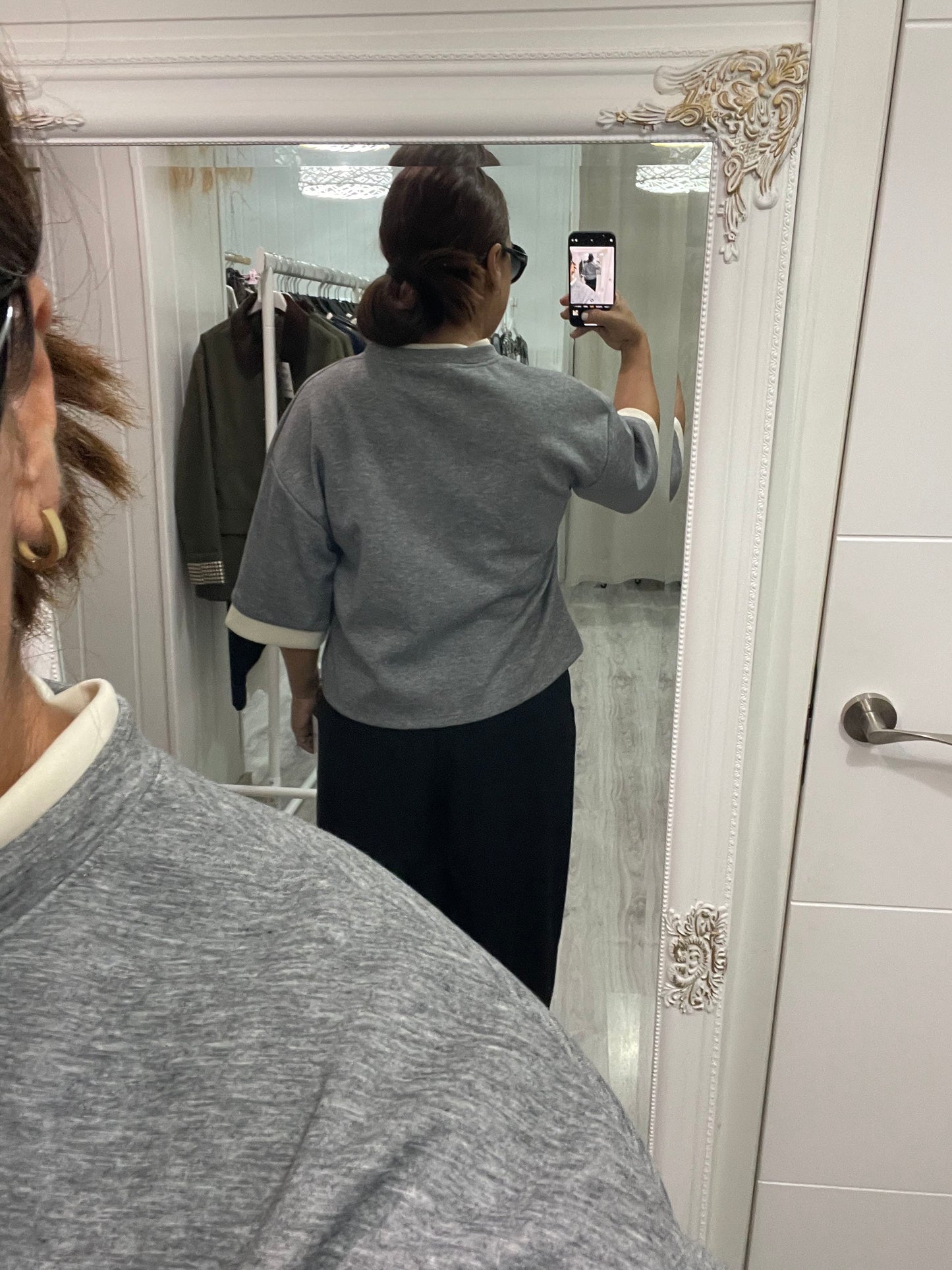 Sudadera Anna punto roma gris