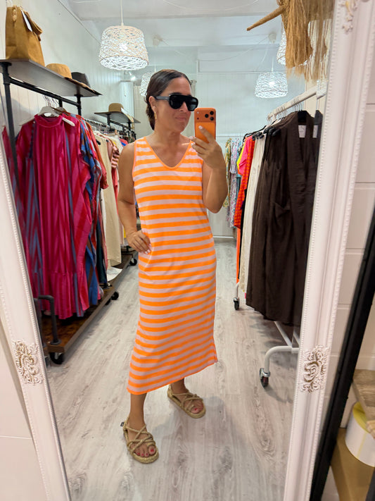 Vestido Marsella rosa y naranja