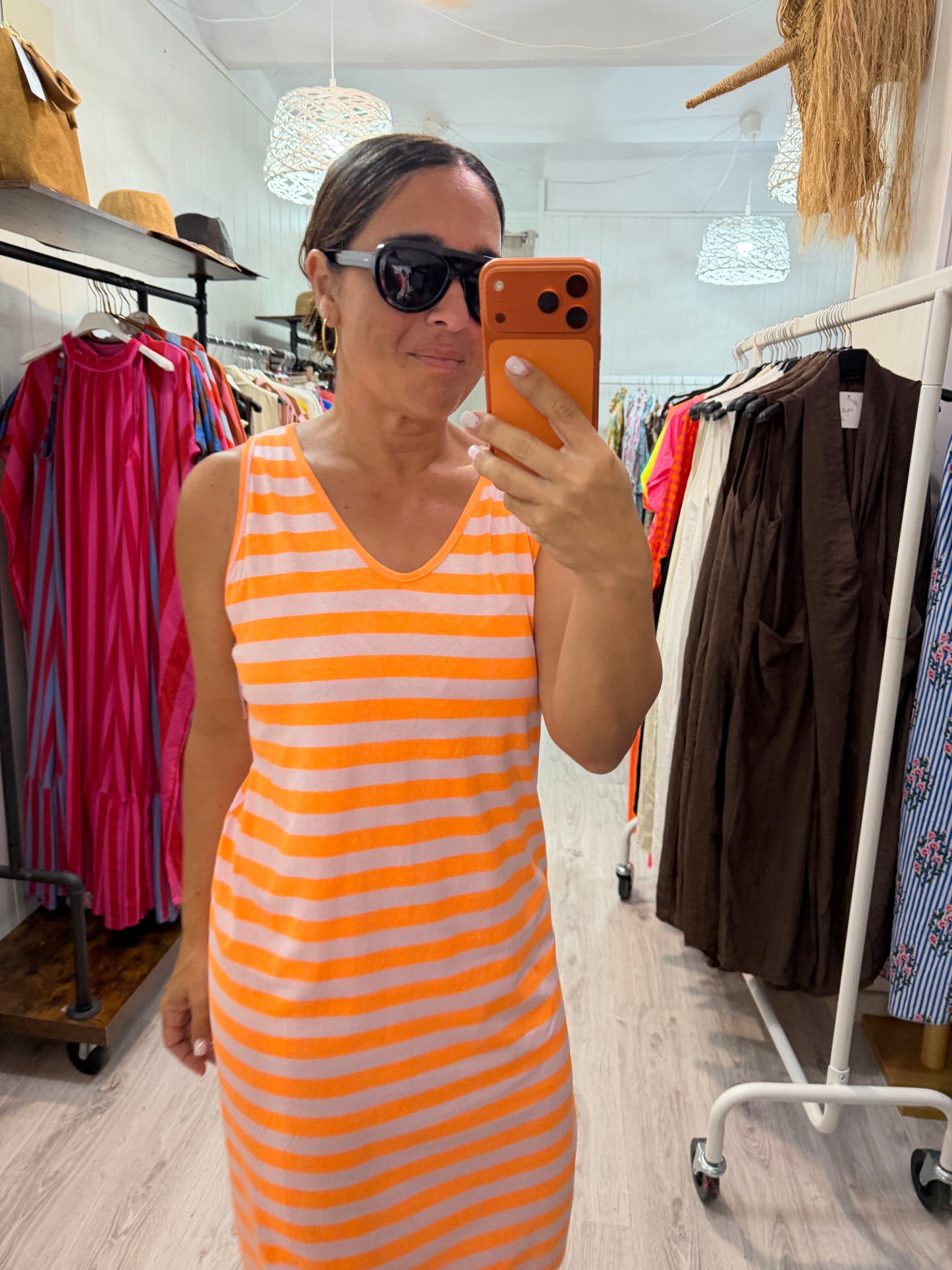 Vestido Marsella rosa y naranja
