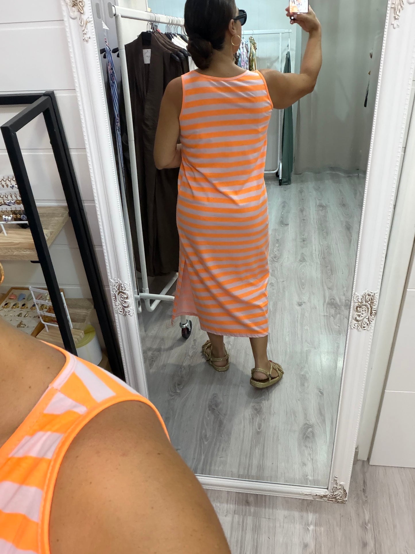 Vestido Marsella rosa y naranja