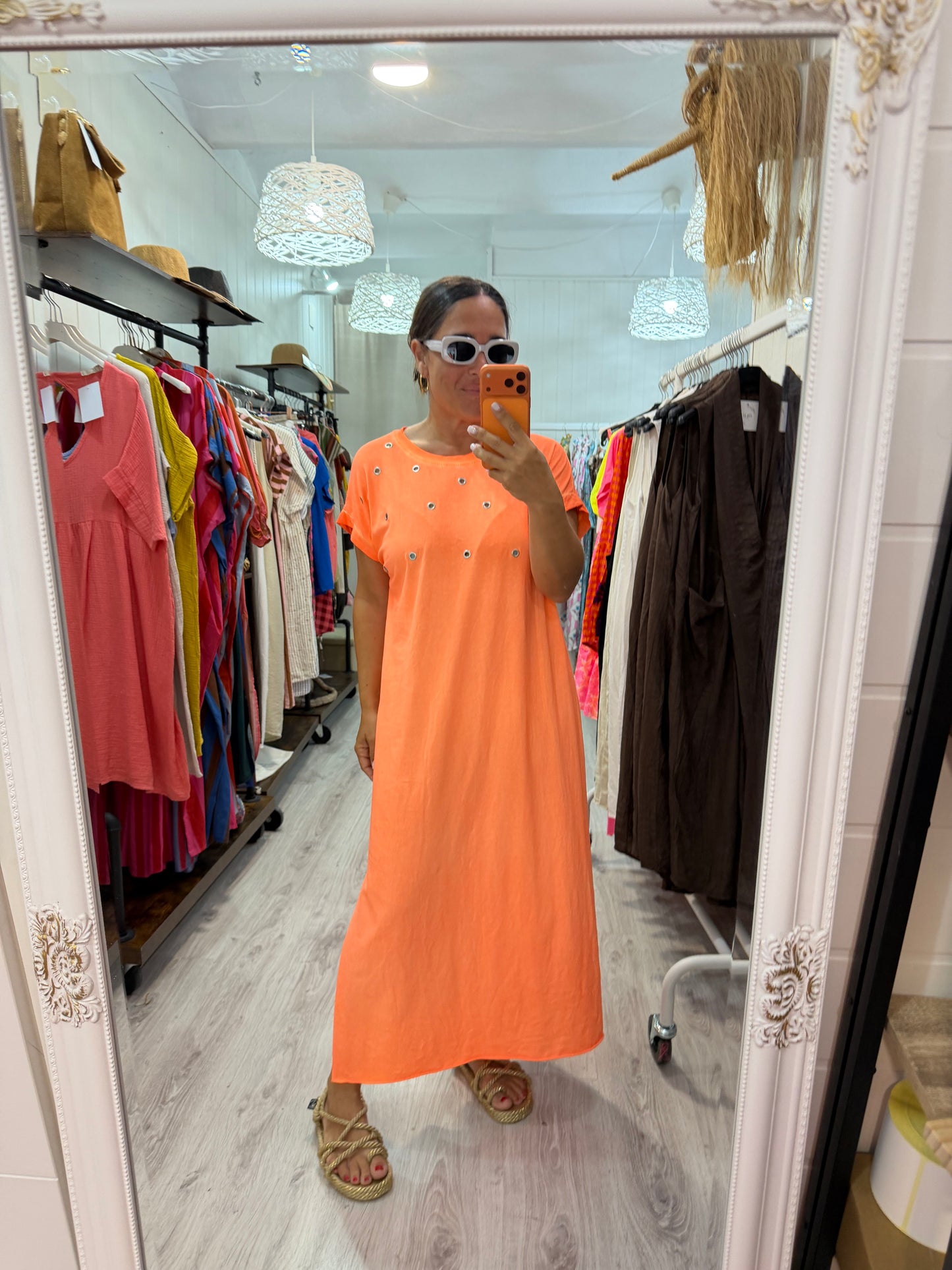 Vestido Tachas Fluor naranja
