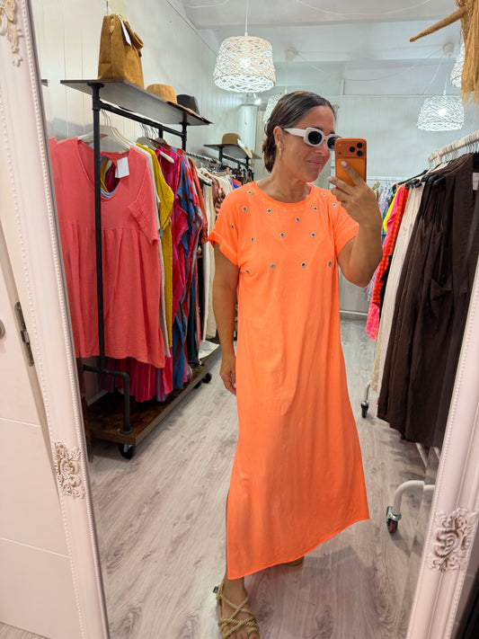 Vestido Tachas Fluor naranja