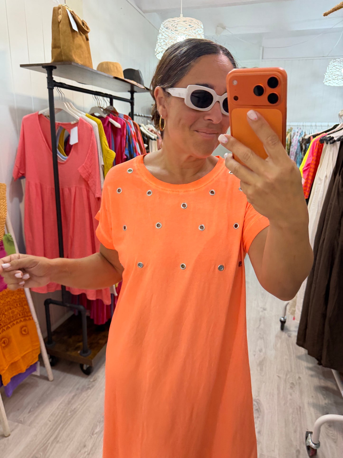 Vestido Tachas Fluor naranja