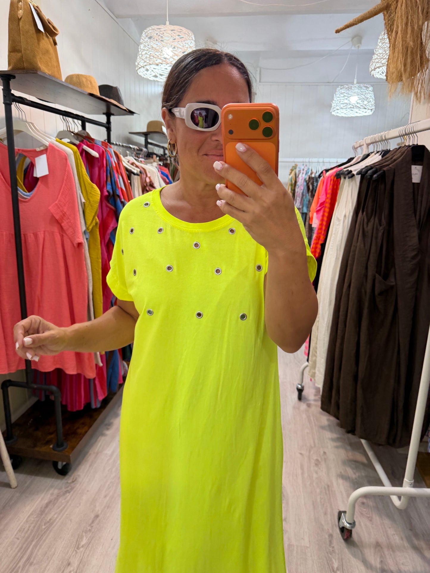 Vestido Tachas Fluor amarillo