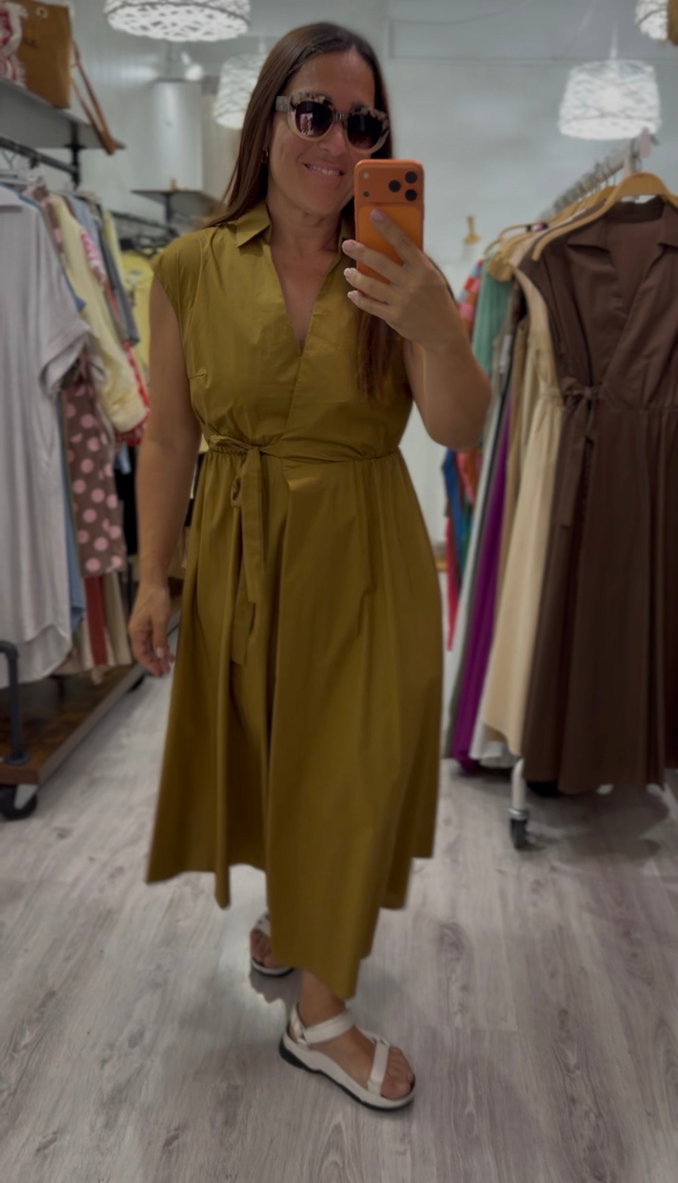 Vestido Grace cruzado camel