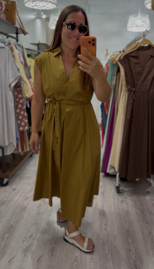 Vestido Grace cruzado camel
