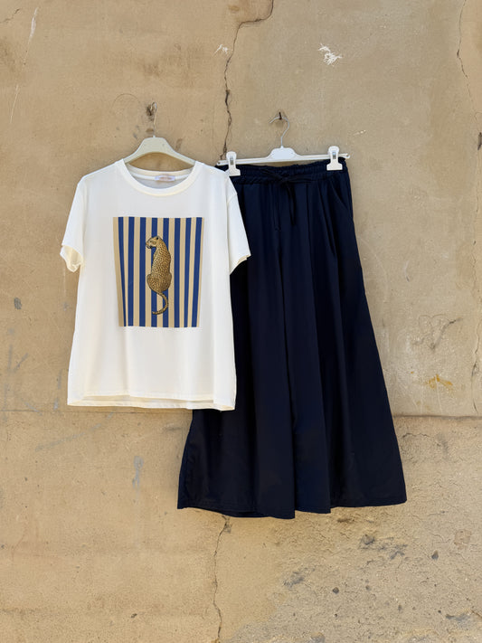Pantalón Culotte pinzas marino