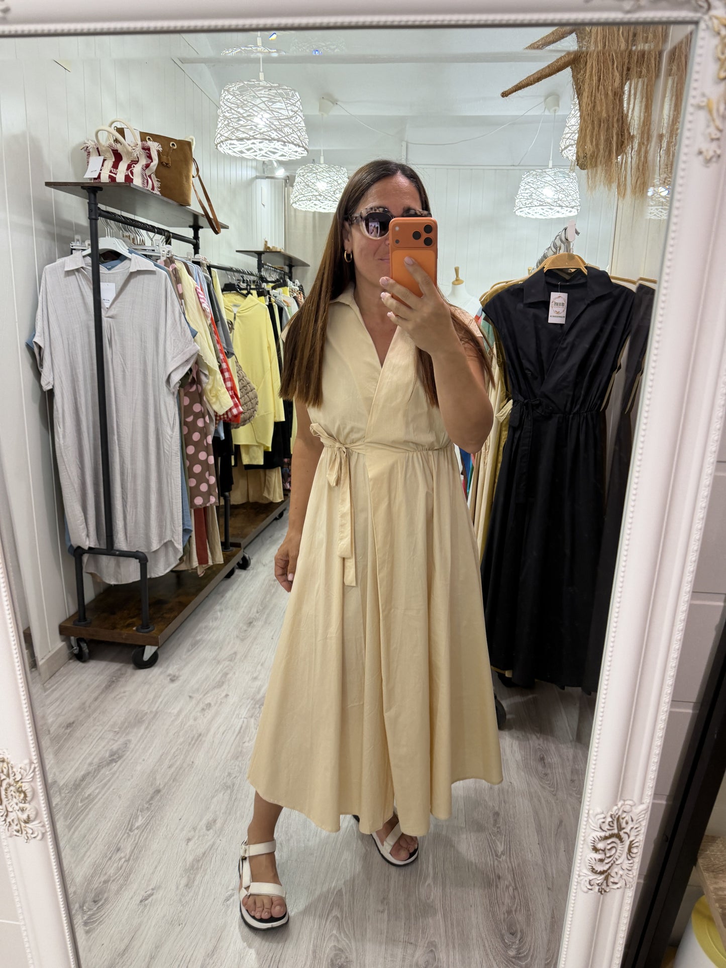 Vestido Grace cruzado crudo