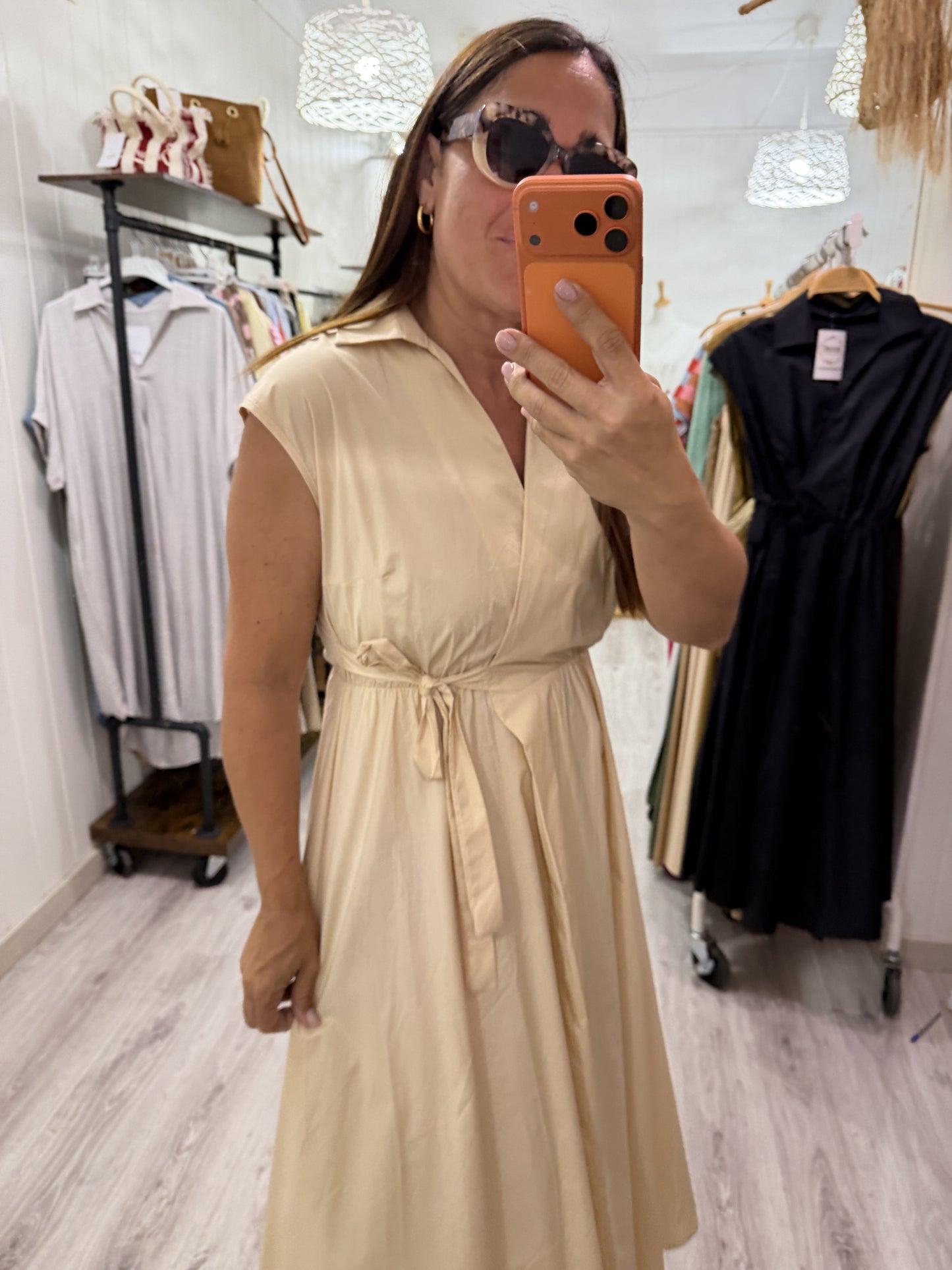 Vestido Grace cruzado crudo
