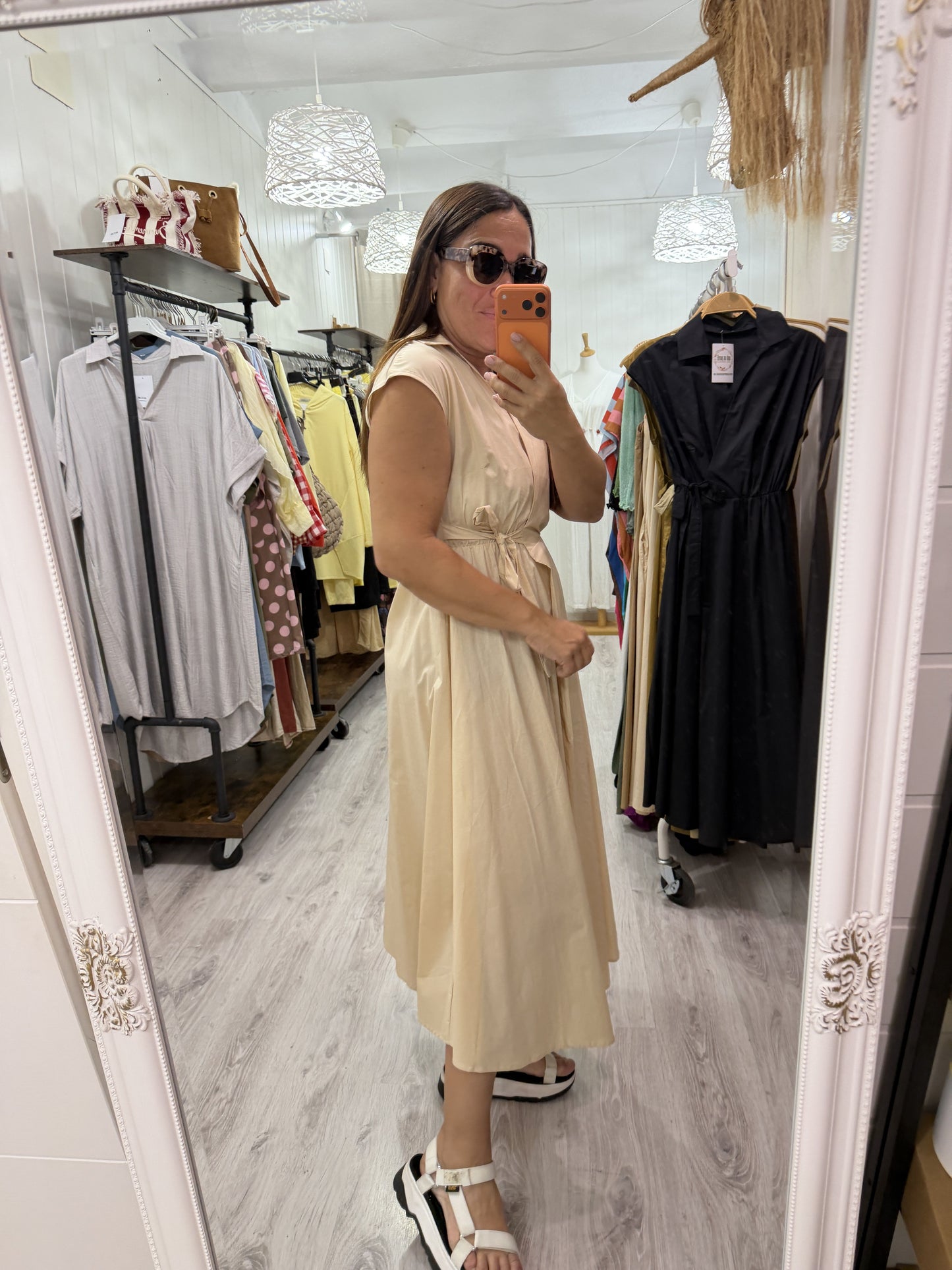 Vestido Grace cruzado crudo