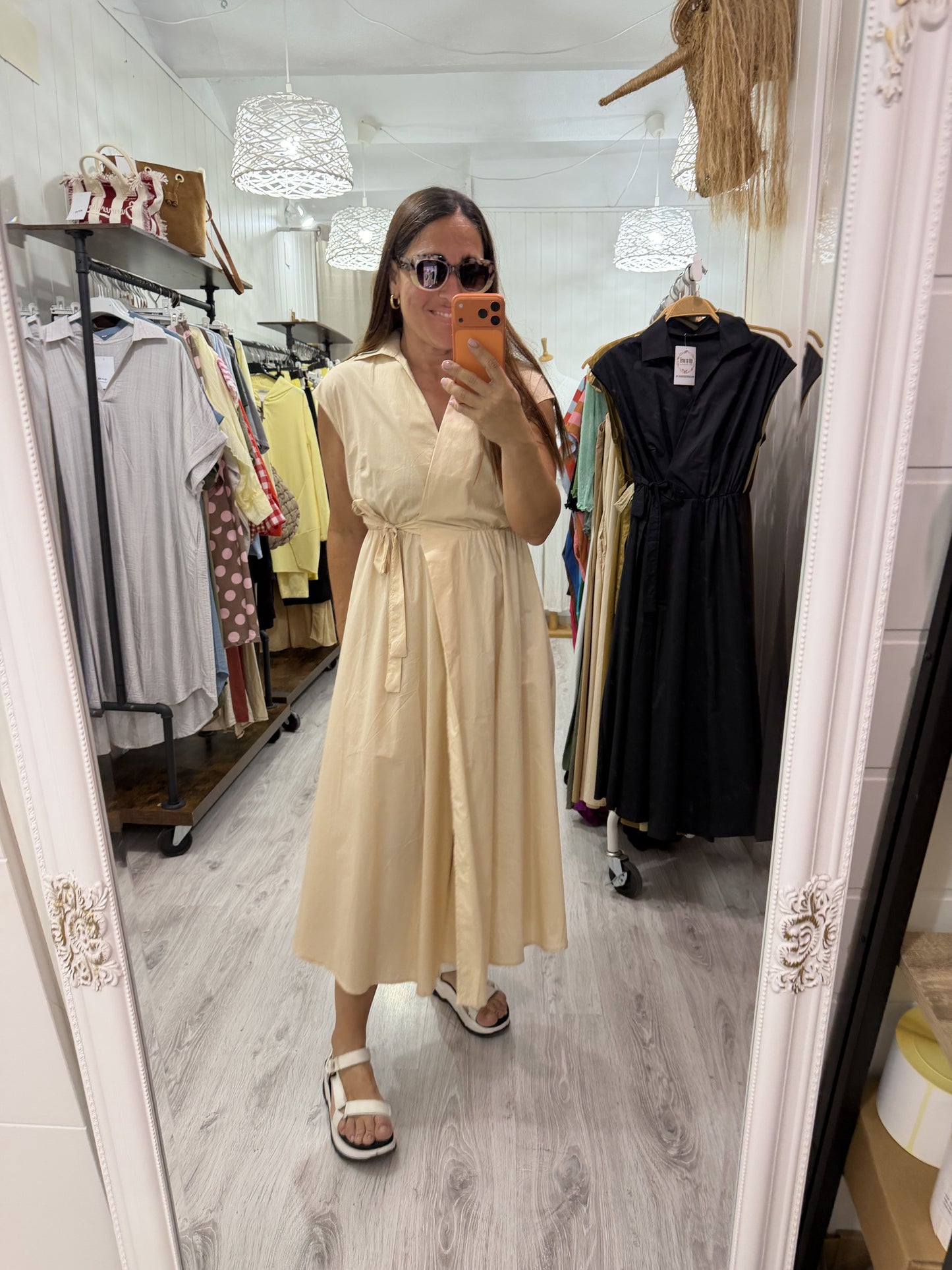 Vestido Grace cruzado crudo