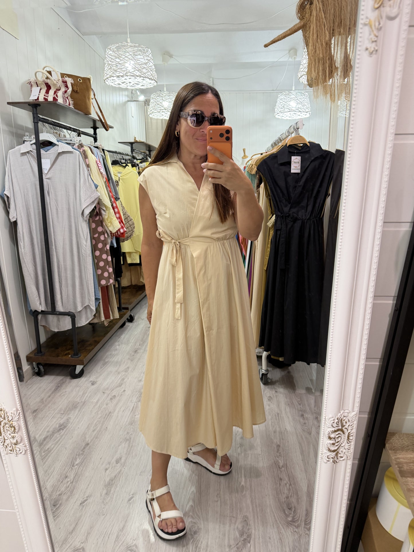 Vestido Grace cruzado crudo