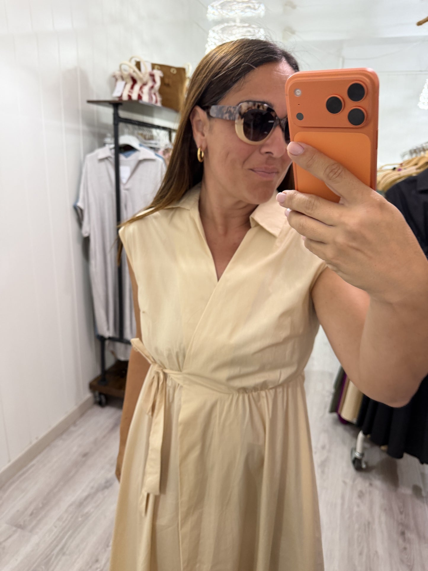 Vestido Grace cruzado crudo