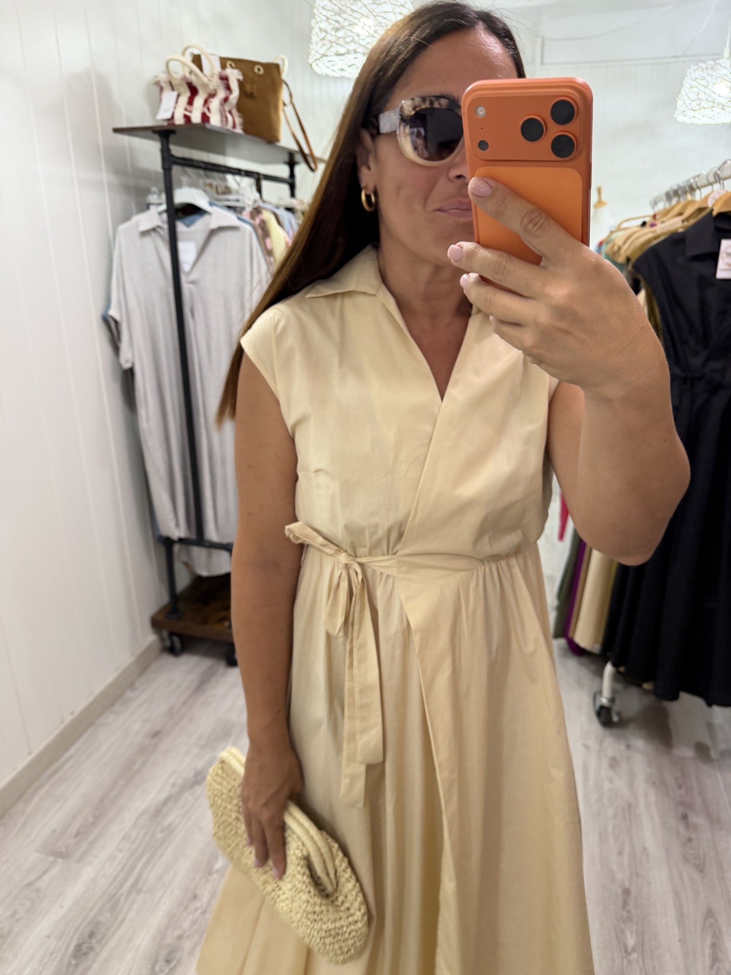 Vestido Grace cruzado crudo