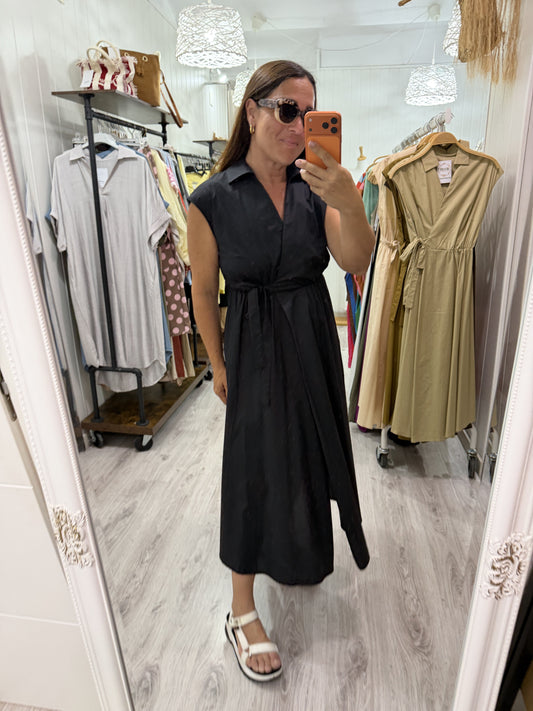Vestido Grace cruzado negro