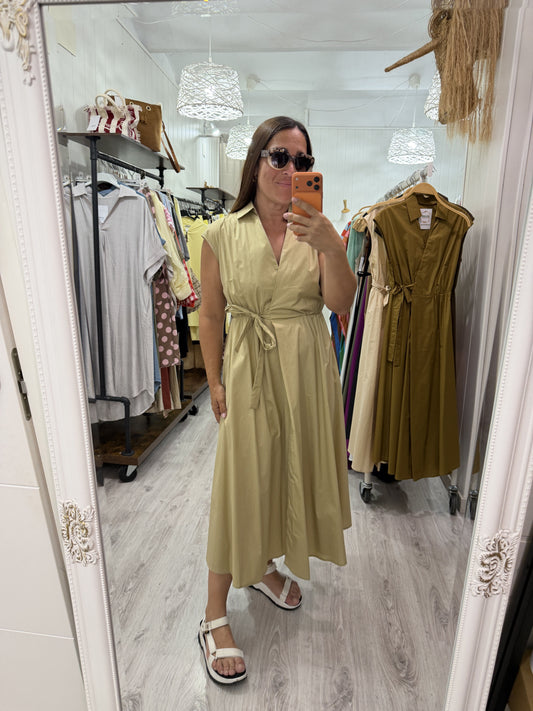Vestido Grace cruzado beige