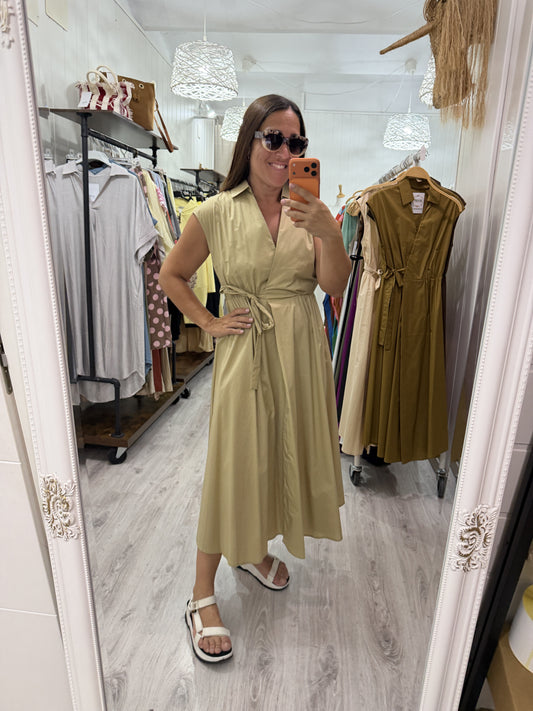 Vestido Grace cruzado beige
