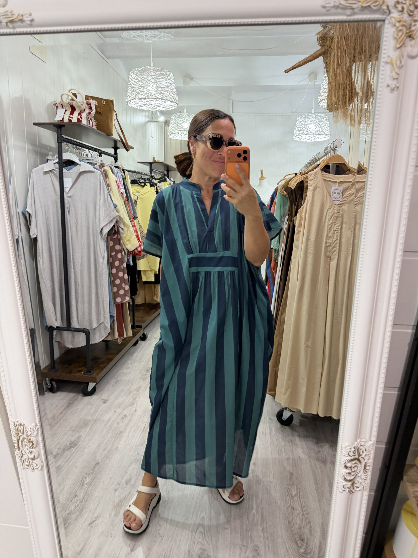 Kaftan oversize Toscana azul turquesa y petróleo