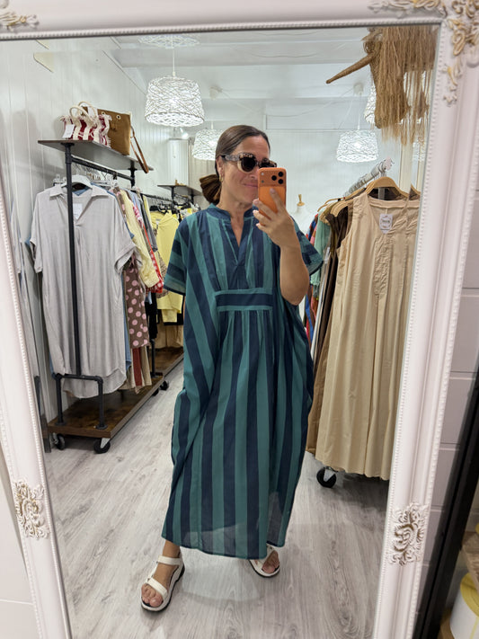 Kaftan oversize Toscana azul turquesa y petróleo