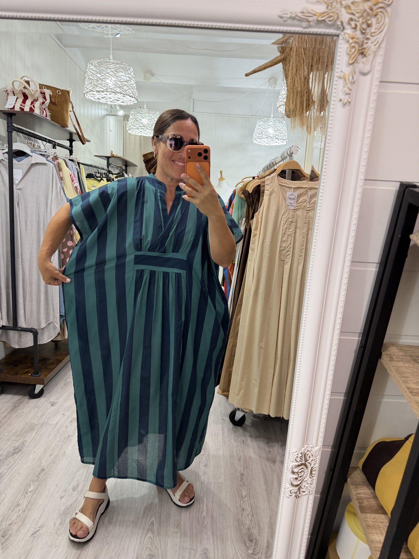 Kaftan oversize Toscana azul turquesa y petróleo