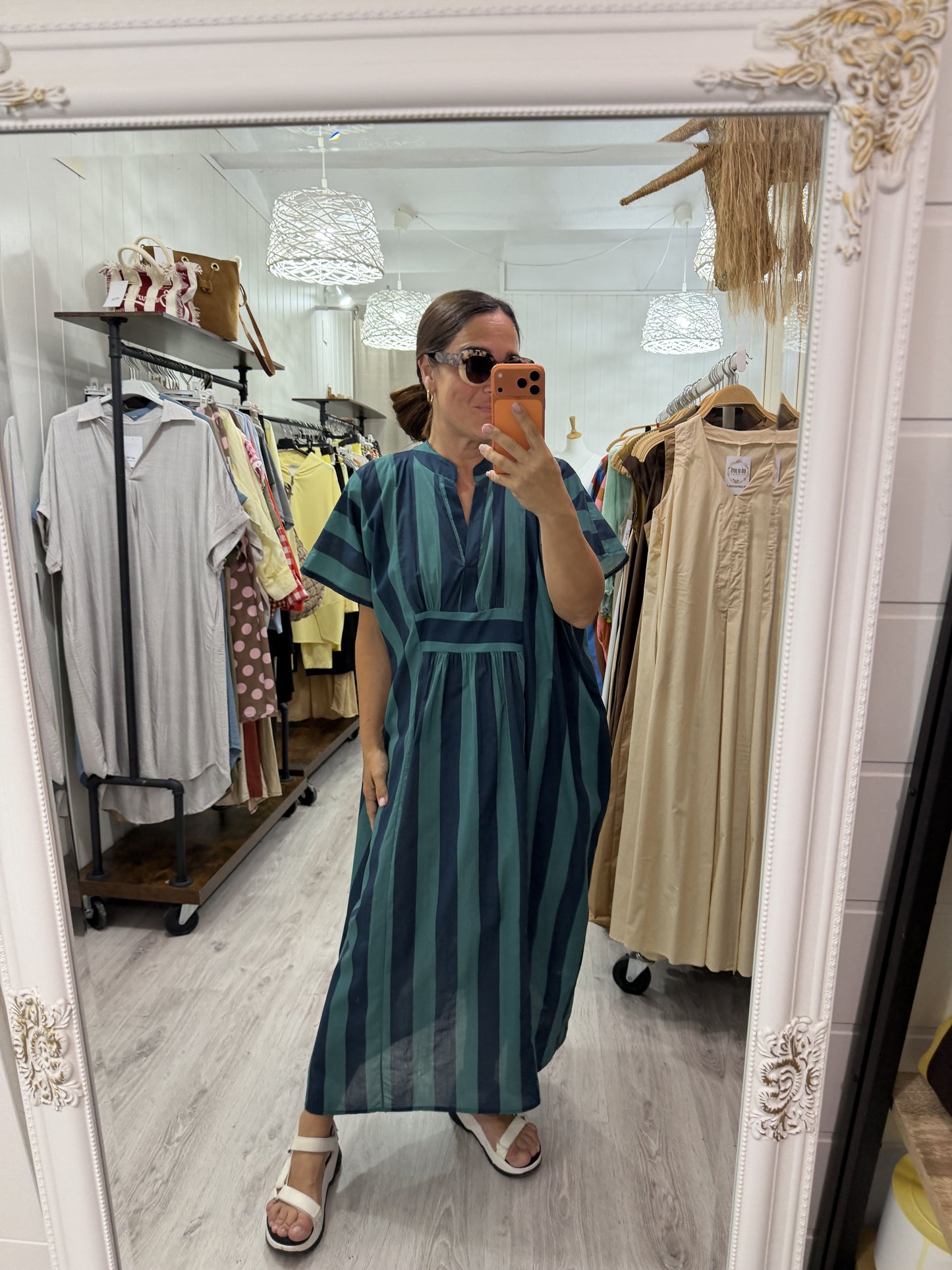 Kaftan oversize Toscana azul turquesa y petróleo