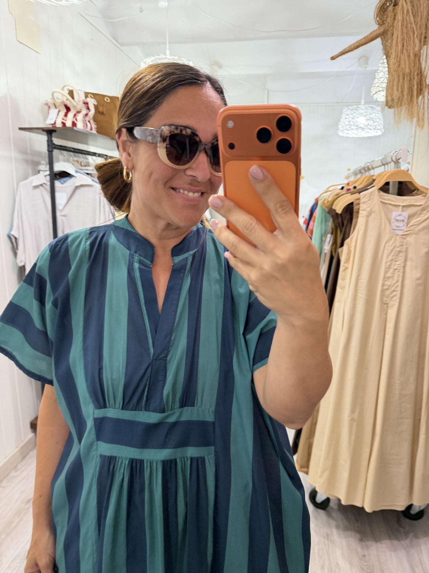 Kaftan oversize Toscana azul turquesa y petróleo