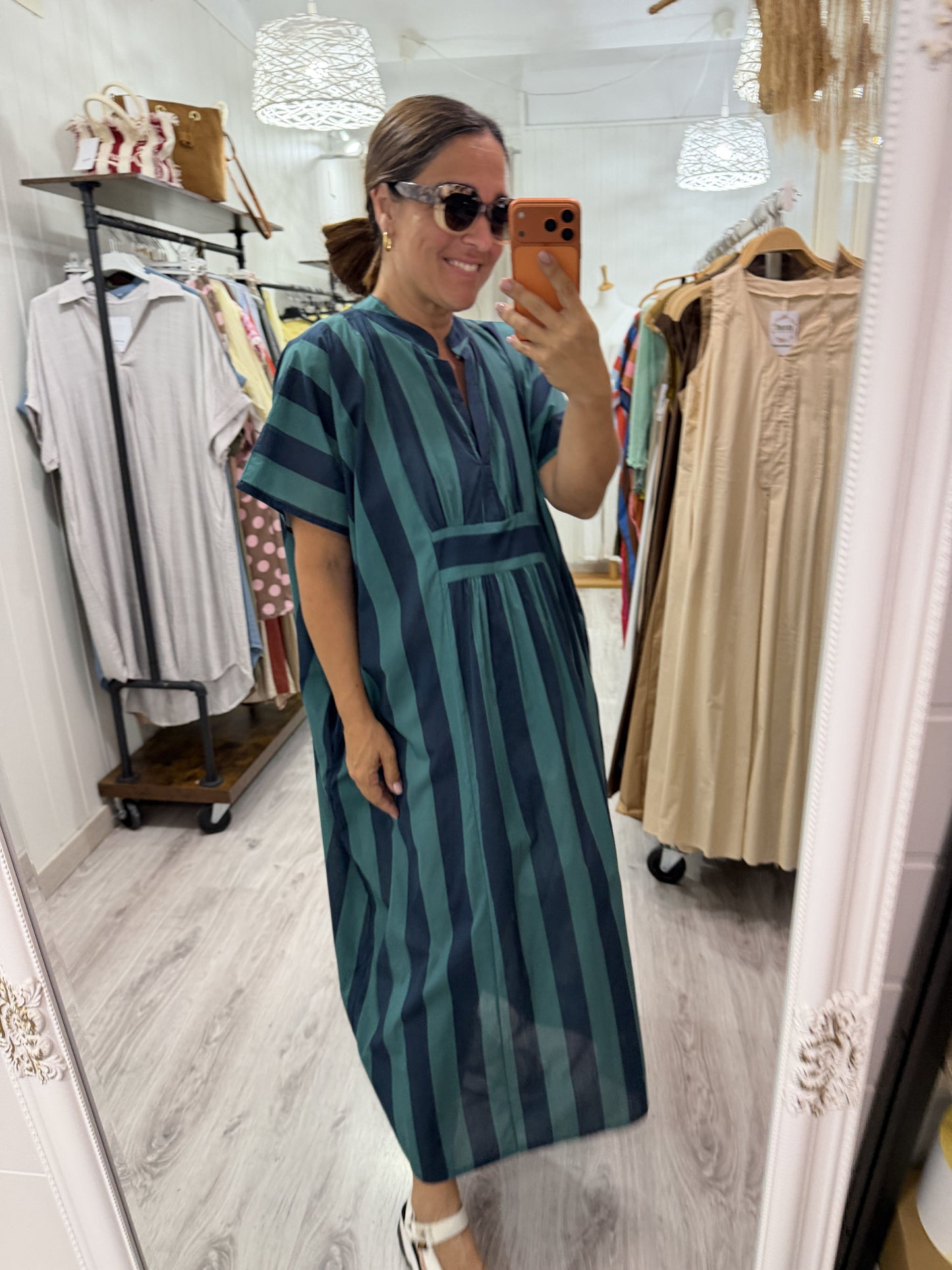 Kaftan oversize Toscana azul turquesa y petróleo